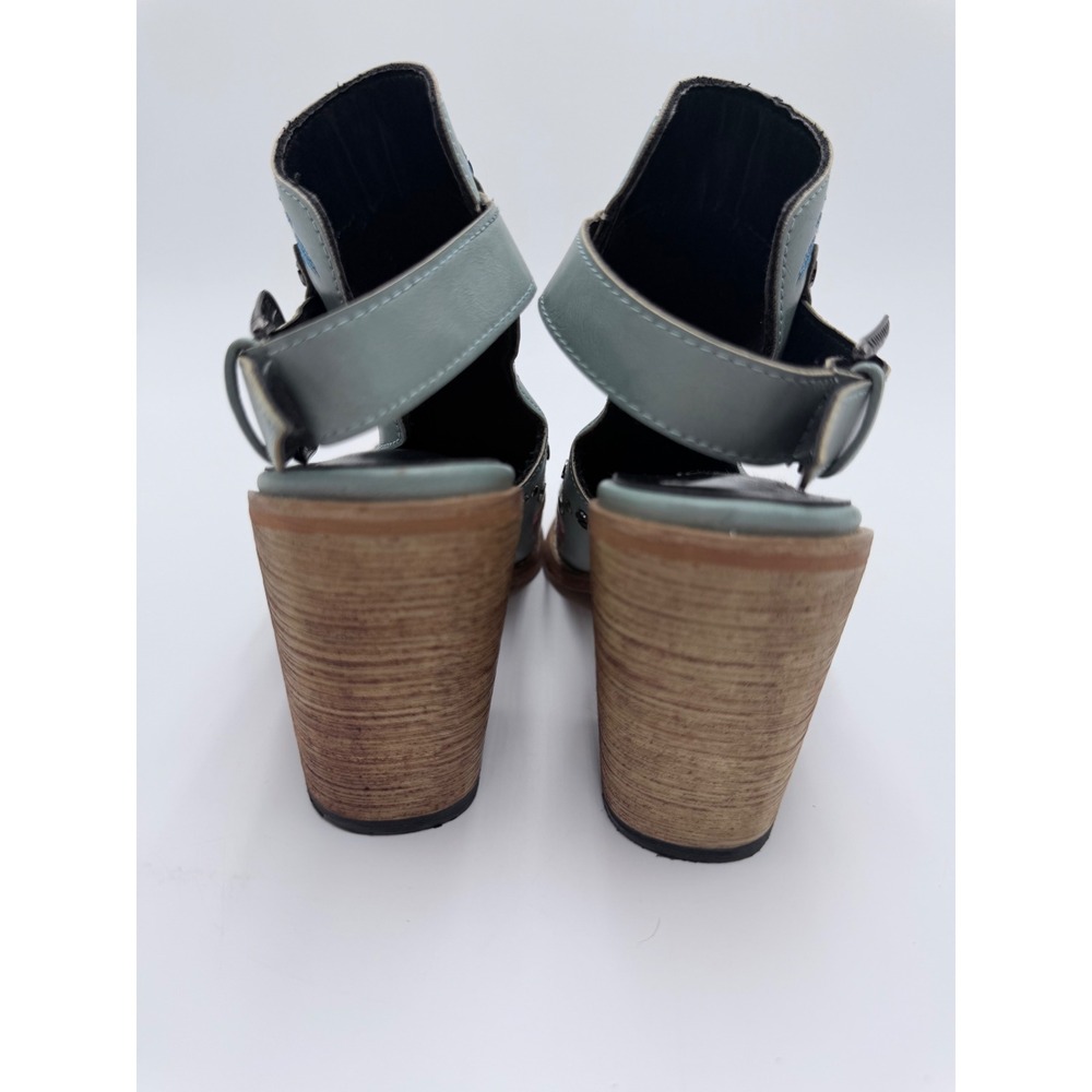 Floral Embroidered Western Ankle Booties Blue Studded Boho Fairycore Cowgirl Y2K - Picture 4 of 9